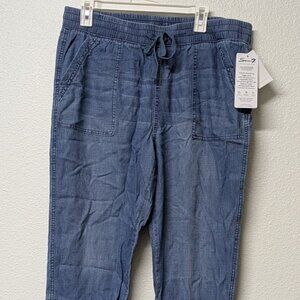 The Jogger Indigo Utility Denim Drawstring Jogger Pants with Utility Pockets - L